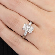 2CT Emerald Cut Moissanite Engagement Ring